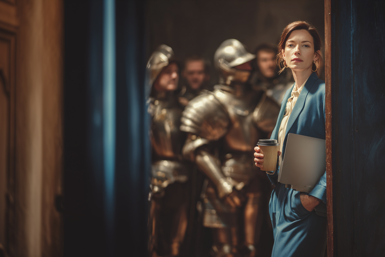 Woman standing in the wrong room